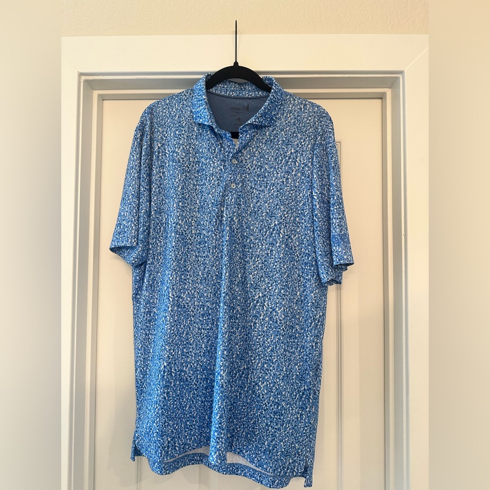 johnnie-O Blue Polo Shirt with Abstract Print